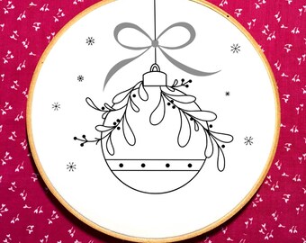 Christmas tree decoration, embroidery pattern, PDF template, beginners/advanced, Xmas embroidery pattern, handmade Xmas embroidery gift.