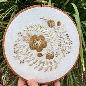 PDF floral embroidery pattern/digital download/hand embroidery/detailed instructions. 6, 7 or 8&quot; hoop. Beginners or advanced.