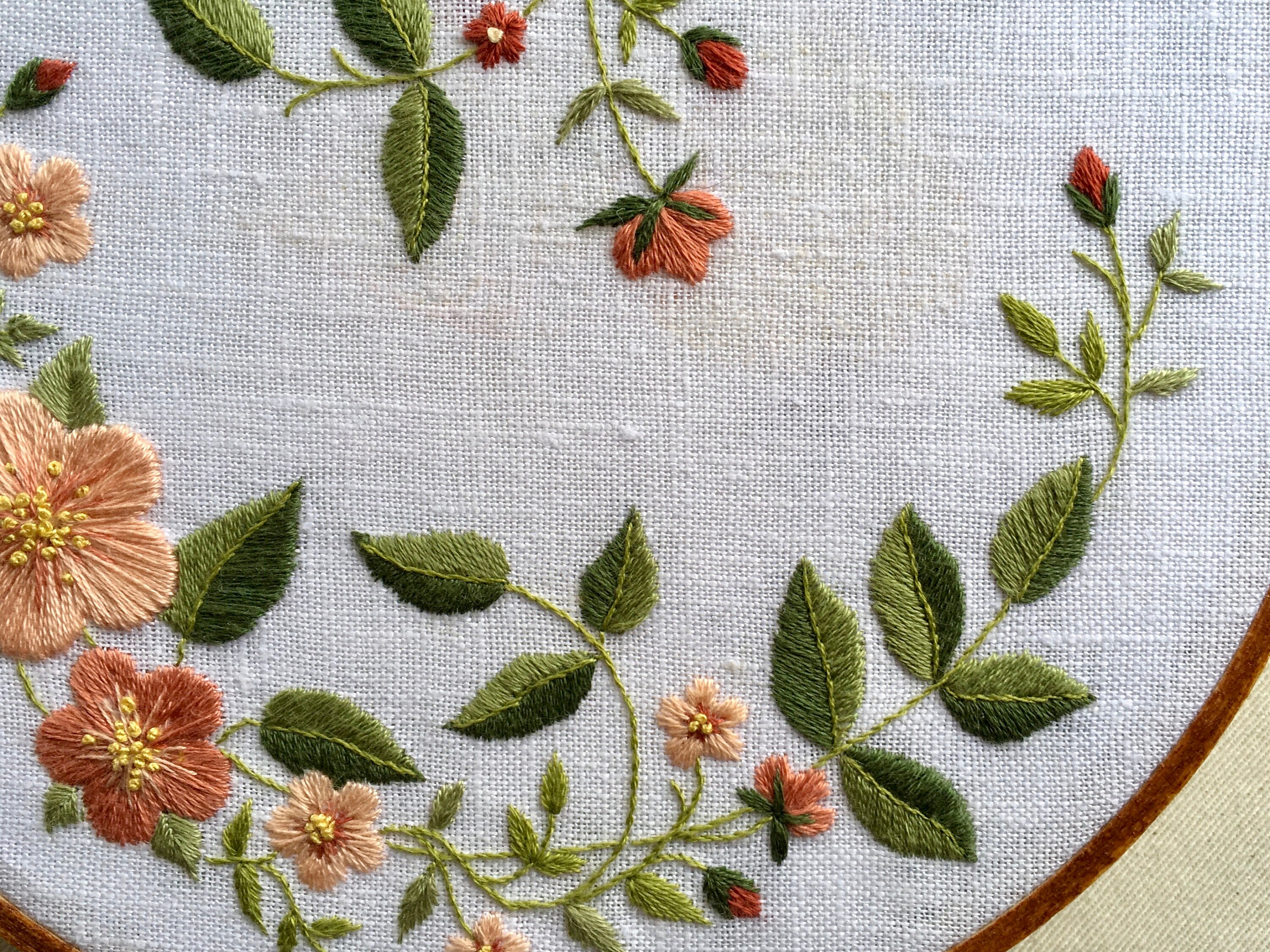 Floral and Leaf Embroidery Pattern, PDF Digital Download, for 6", 7 ...