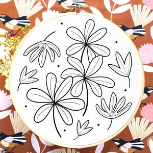 Leaves embroidery pattern, PDF template, beginners/advanced, embroidery file, handmade gift, botanical leaf, hand embroidery pattern,