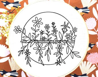 Plant embroidery, floral wall hanger embroidery, PDF template, beginners/advanced, embroidery pattern, handmade gift, flower embroidery