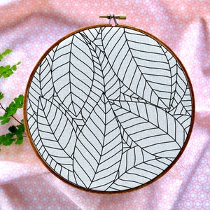 Leaves, easy embroidery,  for 3&quot;, 4&quot;, 5&quot;, 6&quot;, 7&quot; hoop size, plant embroidery, instant downloadable PDF file, botanical print, printable
