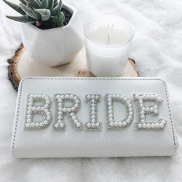 Bride, Mrs, Babe White Clutch for Bride Gift, Engagement Party, Bridesmaid Gift, Bridal Shower, Wedding, Gift, Christmas Gifts, Bridal Gift