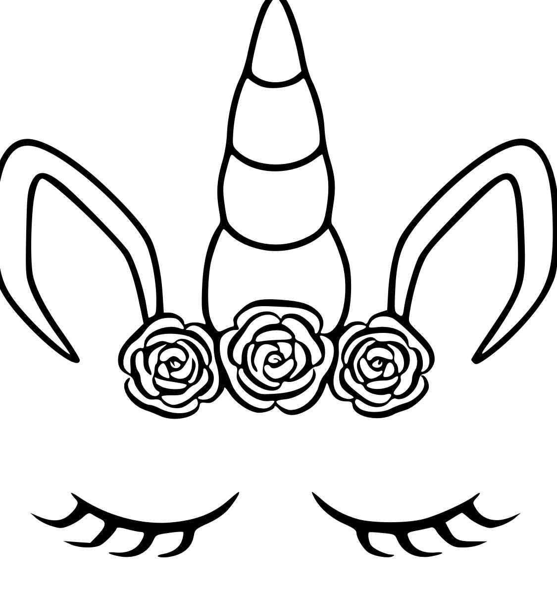 Unicorn Face With Rose Head Band SVG File - Etsy