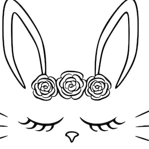 Bunny Face avec Rose Headband SVG File