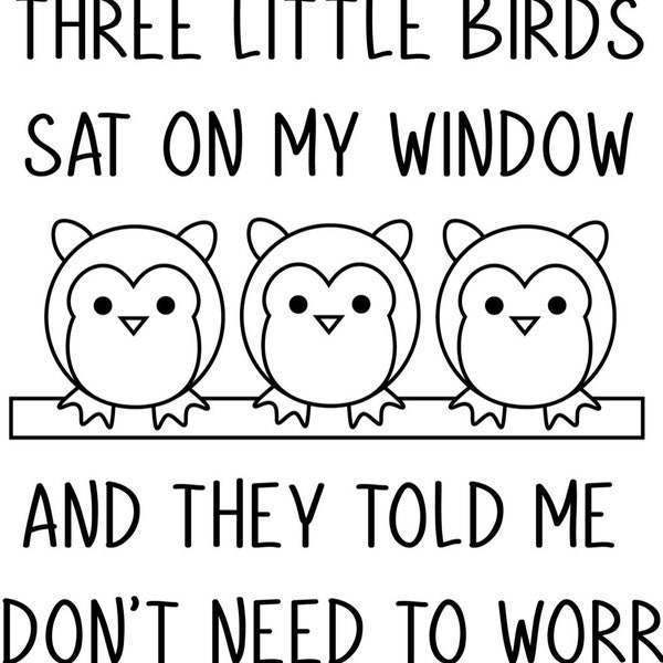 Three Little Birds Owls Cute Digital Artwork Files SVG PDF PNG