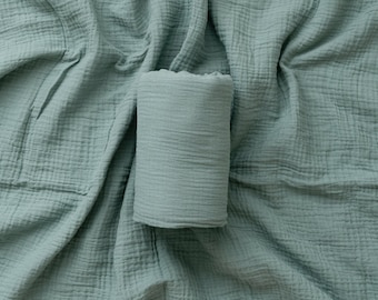 Sage Green Premium Cotton Swaddle Blanket | Baby Muslin Swaddle Blanket | Green Baby Blanket | Muslin Swaddle | Sage Blanket | Sage Swaddle