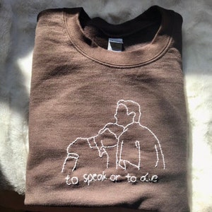 cmbyn hand embroidered sweatshirt! (dark colors w/ white thread) super cozy & warm gift for winter <3