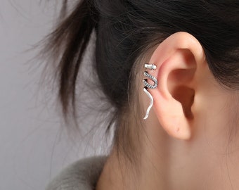 Sterling Silver Snake ear cuff, no piercing ear cuff, fake cartilage , no piercing cartilage, serpent ear cuff, snake ear cuff, snake cuff