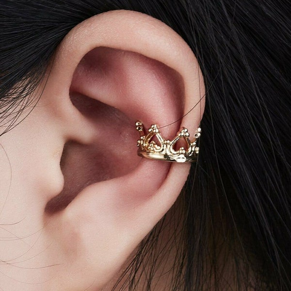 Ear Cuff Ear Crown Ear Cuff- Golden Crown Ear cuff - Ear Cuff - Punk Earring- Non Pierced Earring Non Pierced Ear Cuff Ear Studs