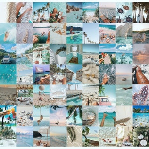 Beach Photo Wall Collage Kit, Estética de verano, Estética playera, Impresiones digitales, Decoración estética de la pared de la habitación, 60 piezas