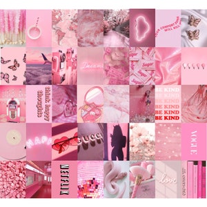 Pink Photo Wall Collage Kit, Pink Aesthetic, Baby Pink, Instant Digital ...
