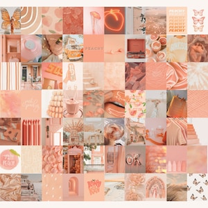 Peach Photo Wall Collage Kit, Peach Aesthetic, Peachy Collage, Instant Digital Download, Digital Prints, Aesthetic Room Wall Decor, 70 Pcs