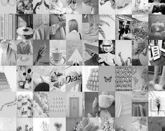 Black and White Photo Wall Collage Kit, Black and White Aesthetic, Grey Aesthetic, Digital Prints, Aesthetic Room Wall Decor, 65 Pcs