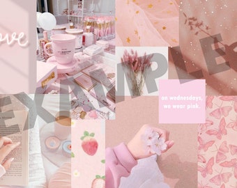 Pink Collage Desktop Wallpaper, Macbook Wallpaper, PC Wallpaper, Pink Aesthetic, Aesthetic Wallpaper, Aesthetic Collage