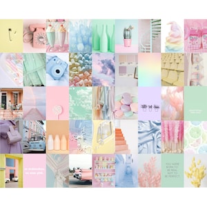 Pastell Foto Wand Collage Kit, Pastell Ästhetik, weiche Pastell, instant Digital Download, DigitalDrucke, ästhetische Zimmer Wand Dekor, 45 Stk