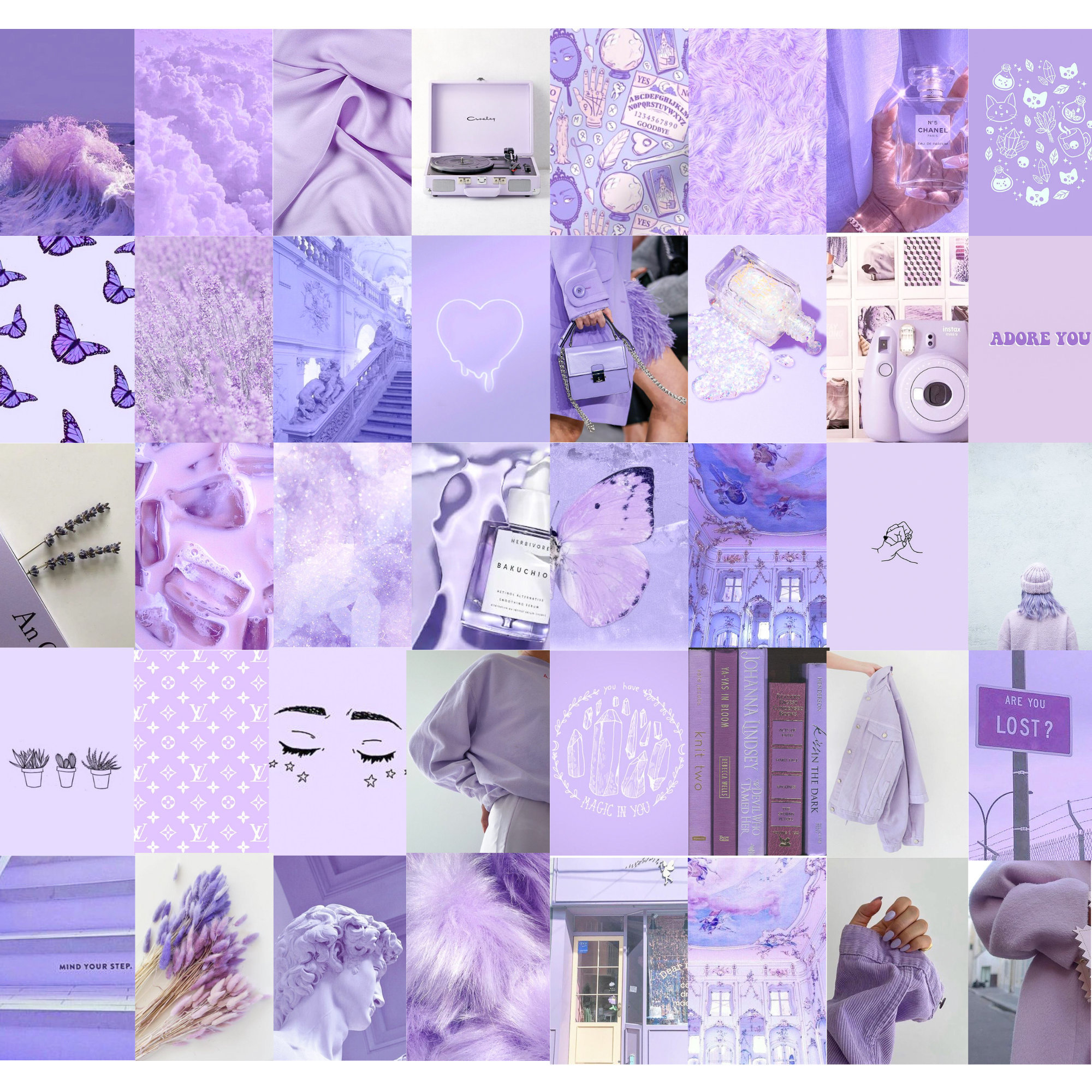 Lavender Purple Photo Wall Collage Kit Purple Aesthetic Baby Etsy Uk