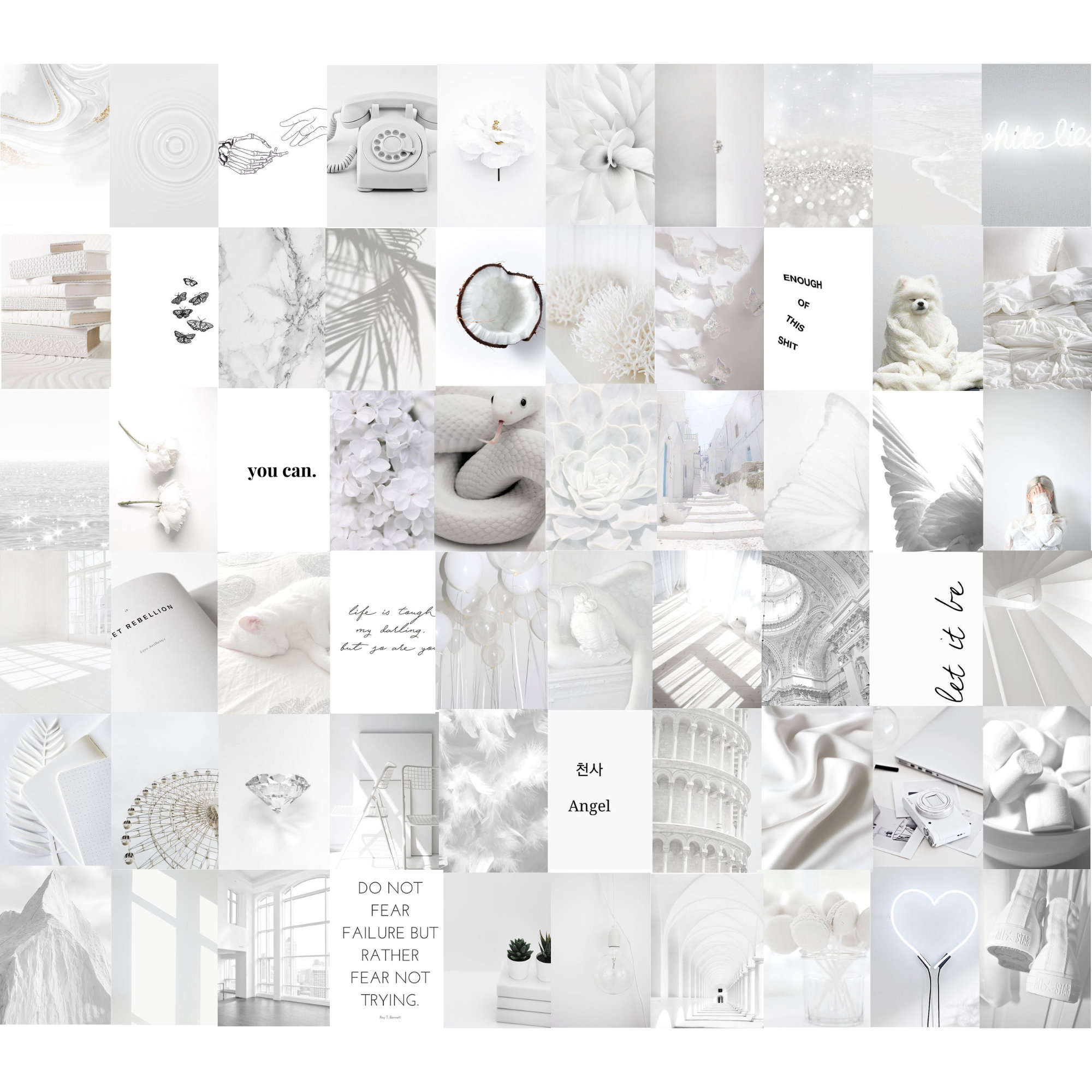 White Photo Wall Collage Kit White Aesthetic Pure White Etsy UK