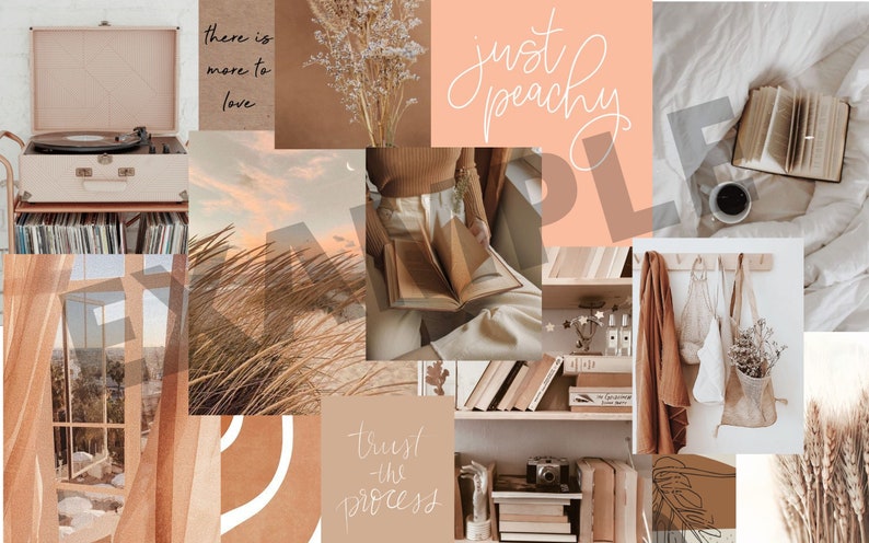 Peach Collage Desktop Wallpaper Macbook Wallpaper Peach Nude | Etsy