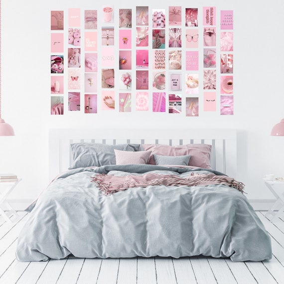 Pink Photo Wall Collage Kit, Pink Aesthetic, Baby Pink, Digital