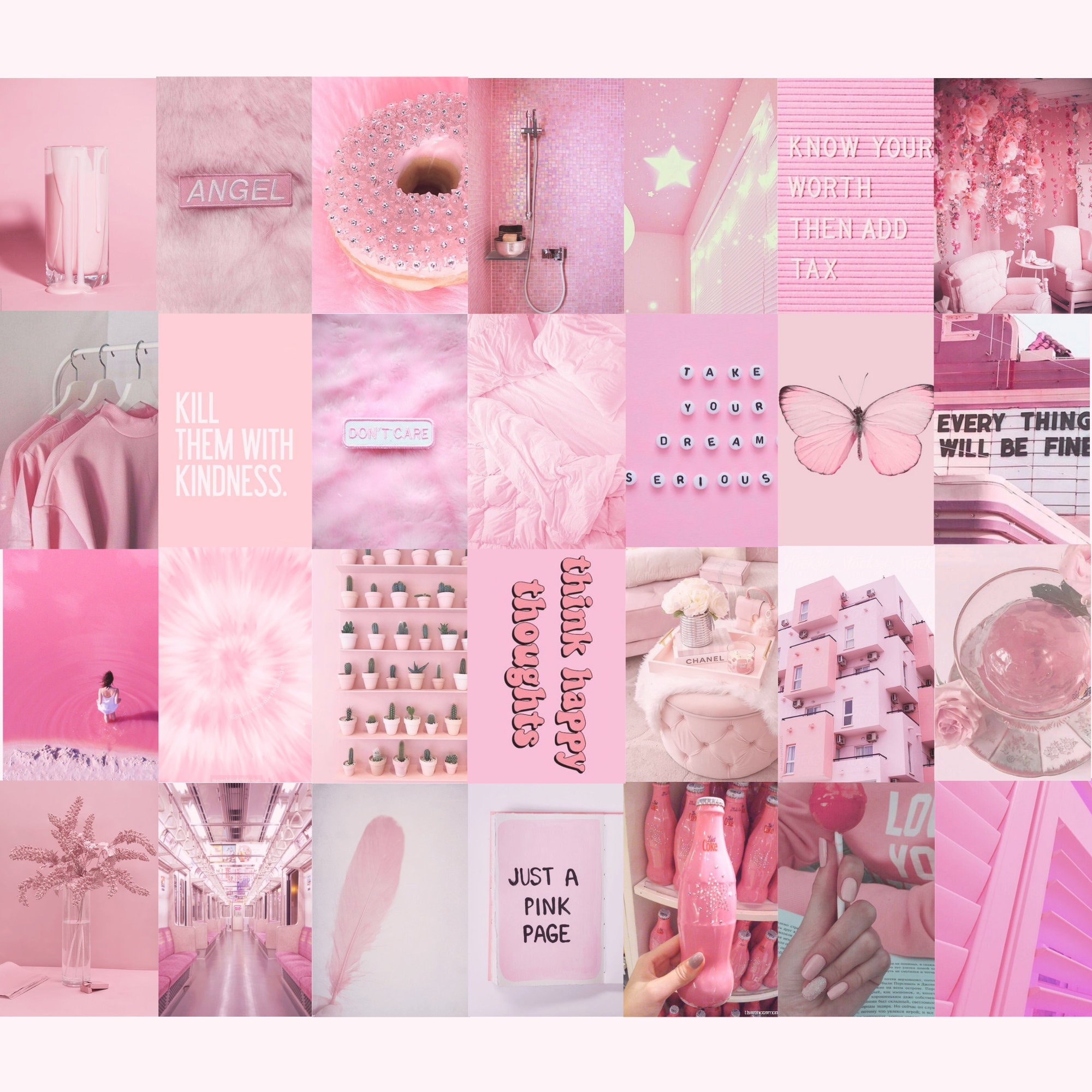 Pink Photo Wall Collage Kit Pink Aesthetic Baby Pink Etsy