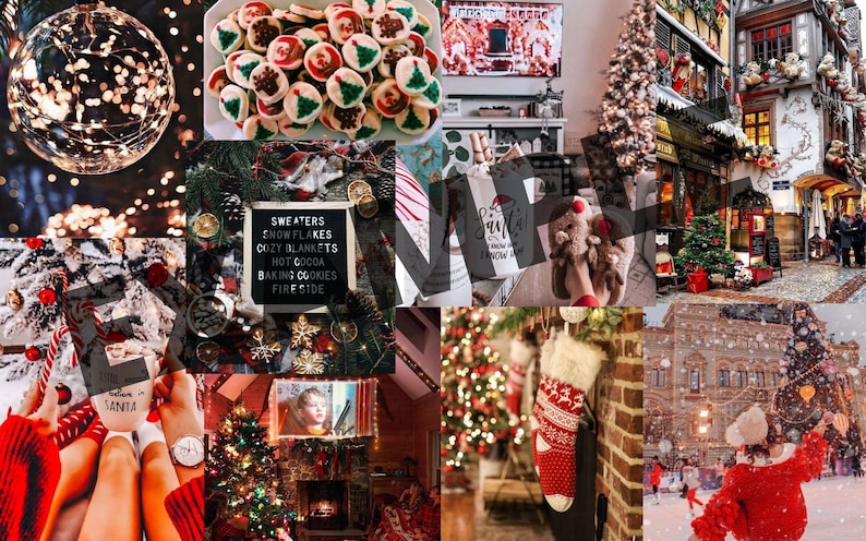 Christmas Aesthetic Collage Desktop Wallpaper, MacBook Wallpaper ...