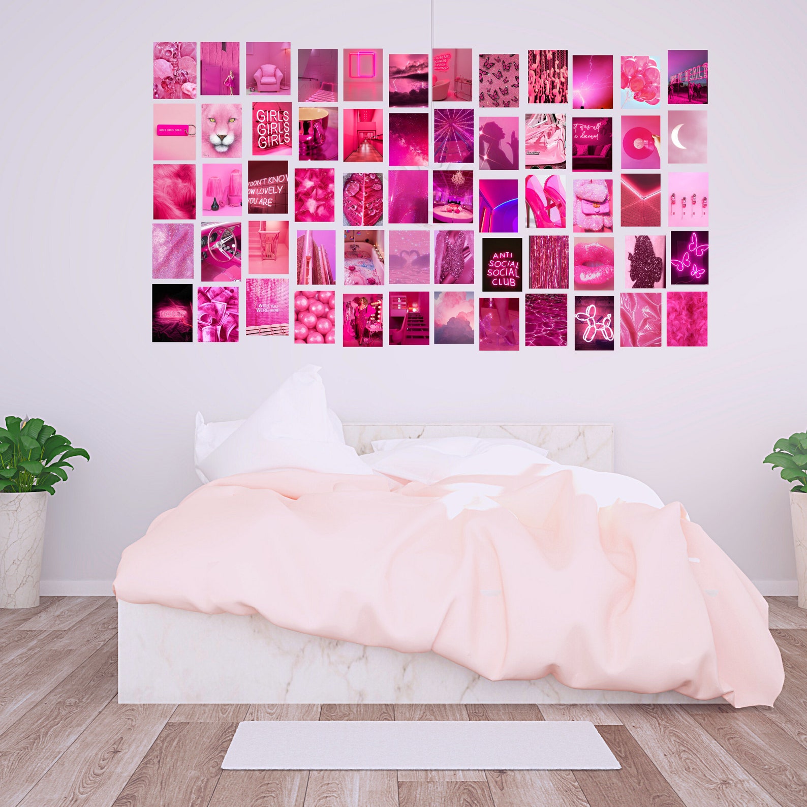 Pink Photo Wall Collage Kit Hot Pink Aesthetic Bright Neon - Etsy UK