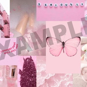 Pink Collage Desktop Wallpaper, Macbook Wallpaper, PC Wallpaper, Pink Aesthetic, Aesthetic Wallpaper, Aesthetic Collage, Screensaver