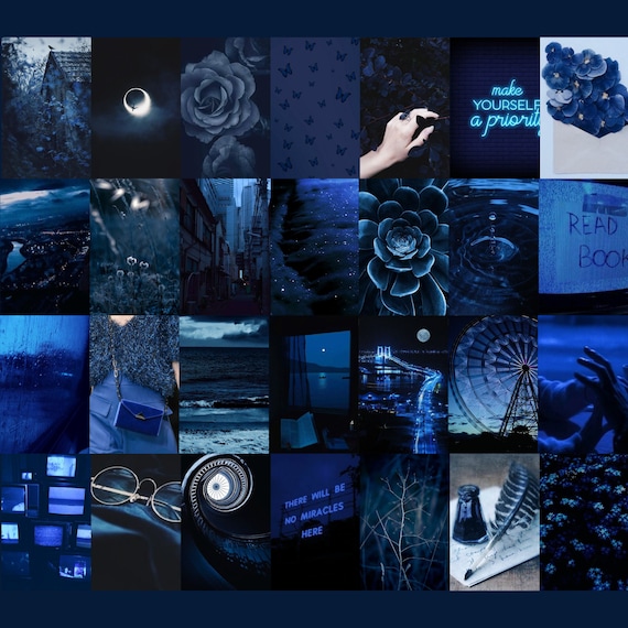 60 digitaldark Blue Aesthetic Collage Kit Dark Blue Photo