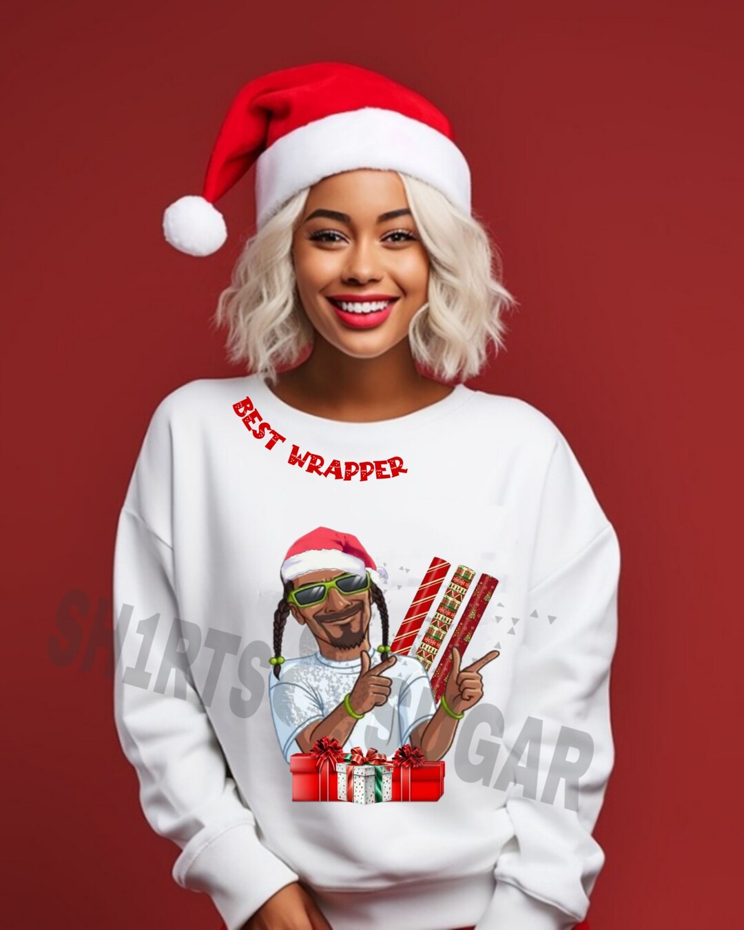 Christmas Sweater Snoop Dogg. Best Wrapper in Black or White