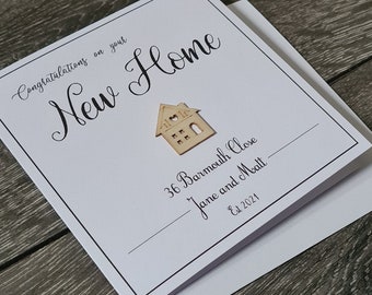 Personalised & Unique New Home Card with 3D Wooden House Embellishment