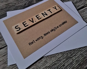 Scrabble 70th Birthday! Handcrafted and unique Birthday/Greeting Card