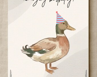 Custom made Duck Birthday Card, 'Have a Ducking Amazing Birthday!' Unique, fun, creative!