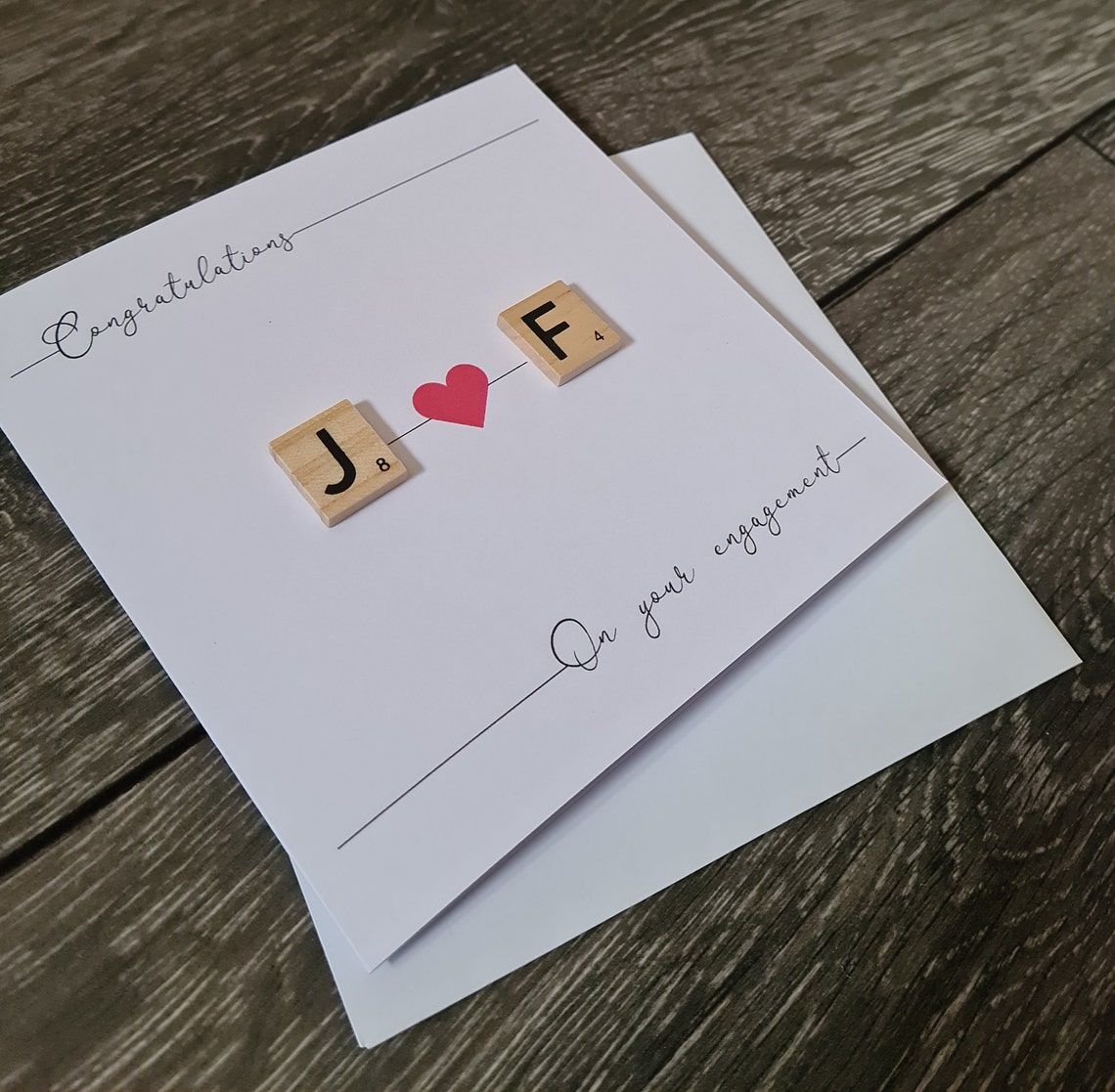 Congratulations on your engagement Scrabble card Handcrafted image 1