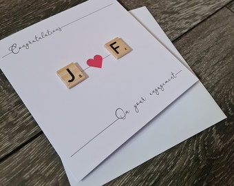 Congratulations on your engagement! Handcrafted Scrabble Engagement Card: Personalised Celebration Greeting