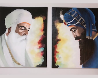 PAINTING SET - Guru Nanak Dev Ji & Guru Gobind Singh Ji (Hand-painted)