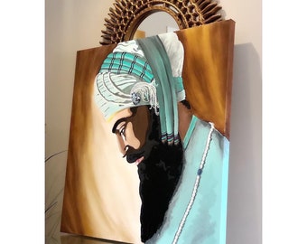 Guru Gobind Singh Ji Canvas Painting - Hand-painted!