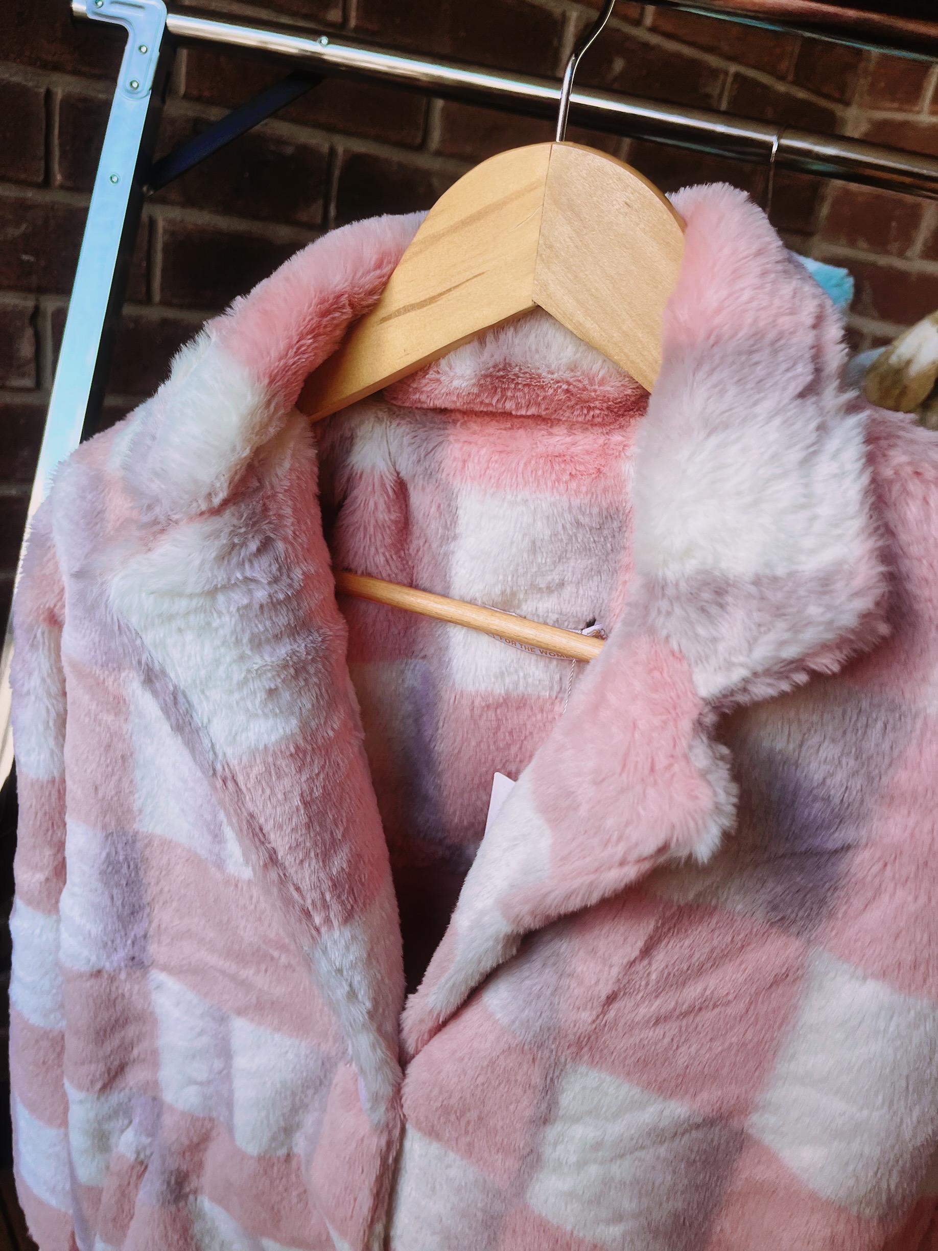 Women Fleece Pink Coat | Teddy Bear Jacket | Fur Pink Coat | Soft Fur Pink Long Jacket | Pink Long Jacket | Women Long Jacket