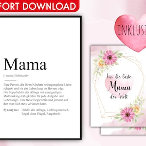 Muttertagsgeschenk "MAMA" Definition, Bild Download Poster, Muttertag Geschenk, Schwangerschaft, Geburtstag, Bedanken, Mutter Geschenkidee