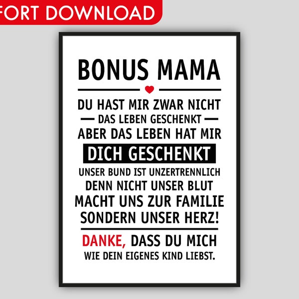 Bonus maman télécharger photo affiche - cadeau belle-mère fête des mères, cadeau belle-mère, cadeau d'anniversaire belle-mère, carte belle-mère