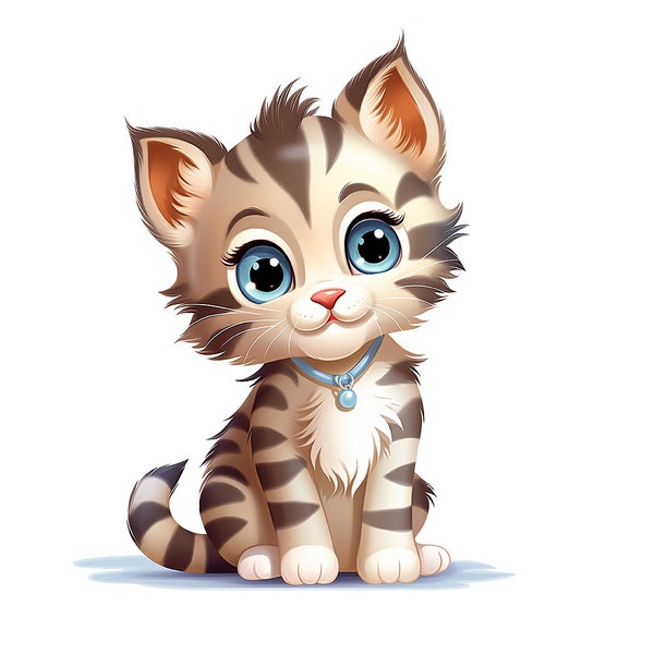 Cute Kitten Clipart Download PNG Transparent Background, Illustration, Clipart, T-Shirt Design, Nursery Decor