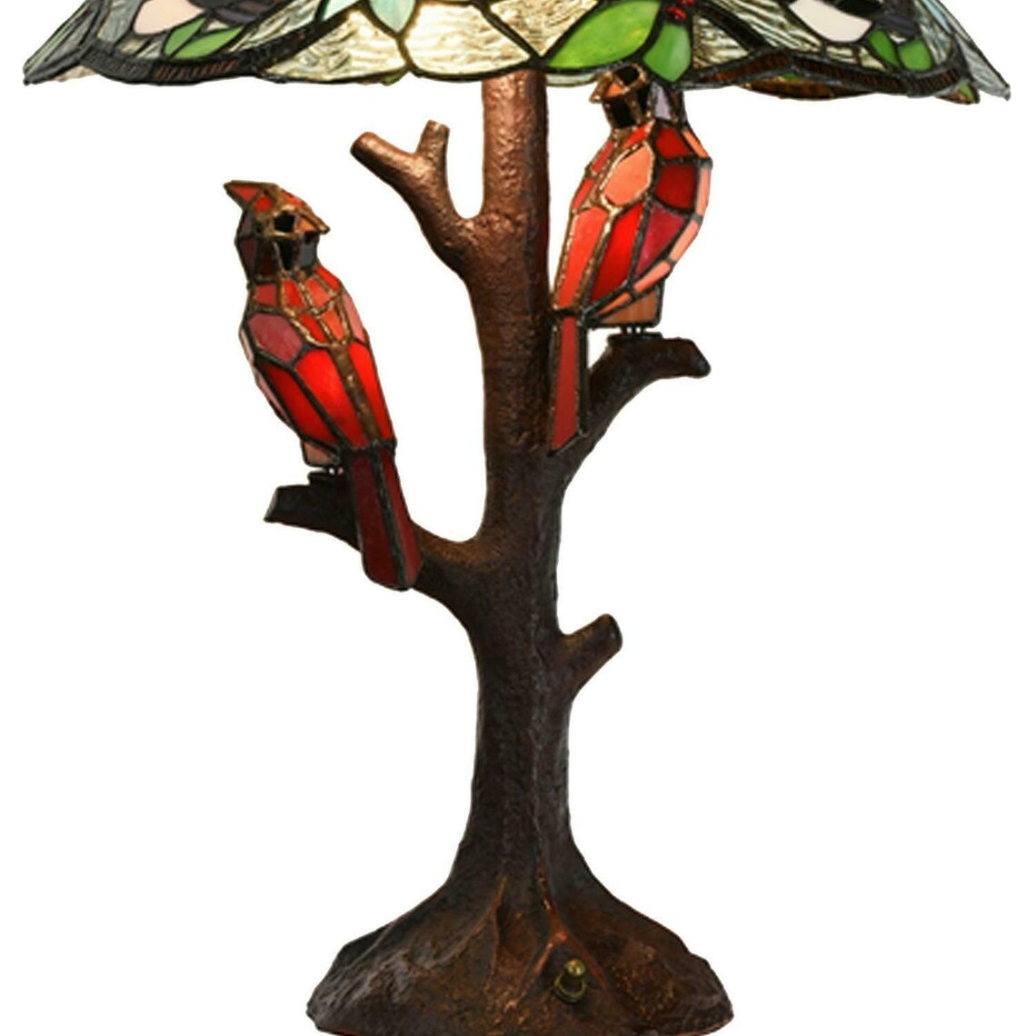 3Light Stained Glass Tiffany Style Cardinal Table Accent Lamp Etsy