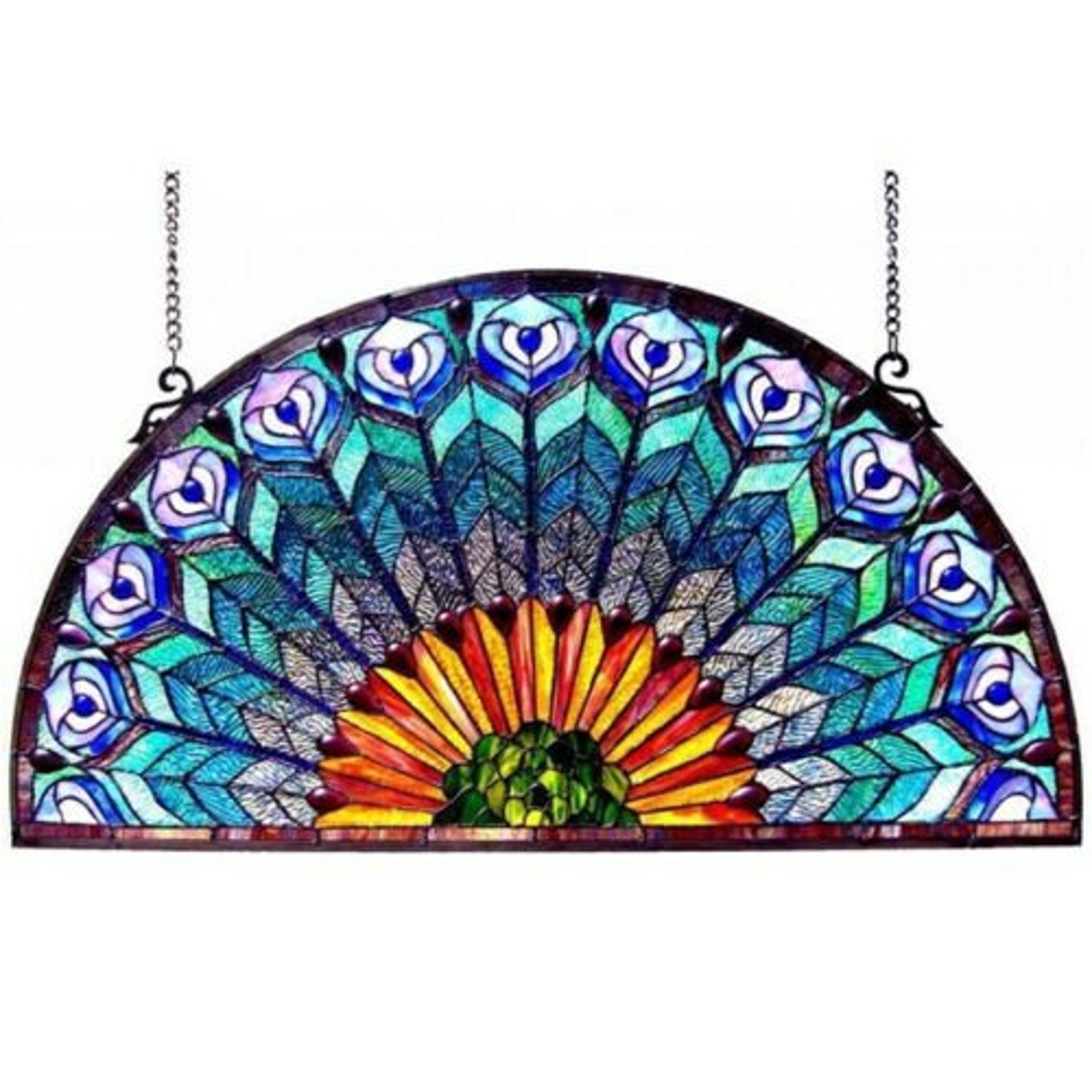 Stained Glass Peacock Design Tiffany Style Window Panel Etsy Singapore