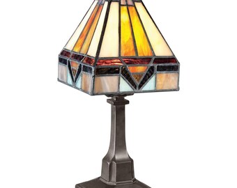 Tiffany Style Mission Stained Glass 12in Bronze Finish Table Desk Reading Lamp