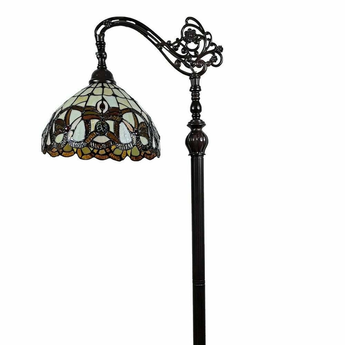 Tiffany Style Floor Lamp Arched 62in Tall Stained Glass Etsy