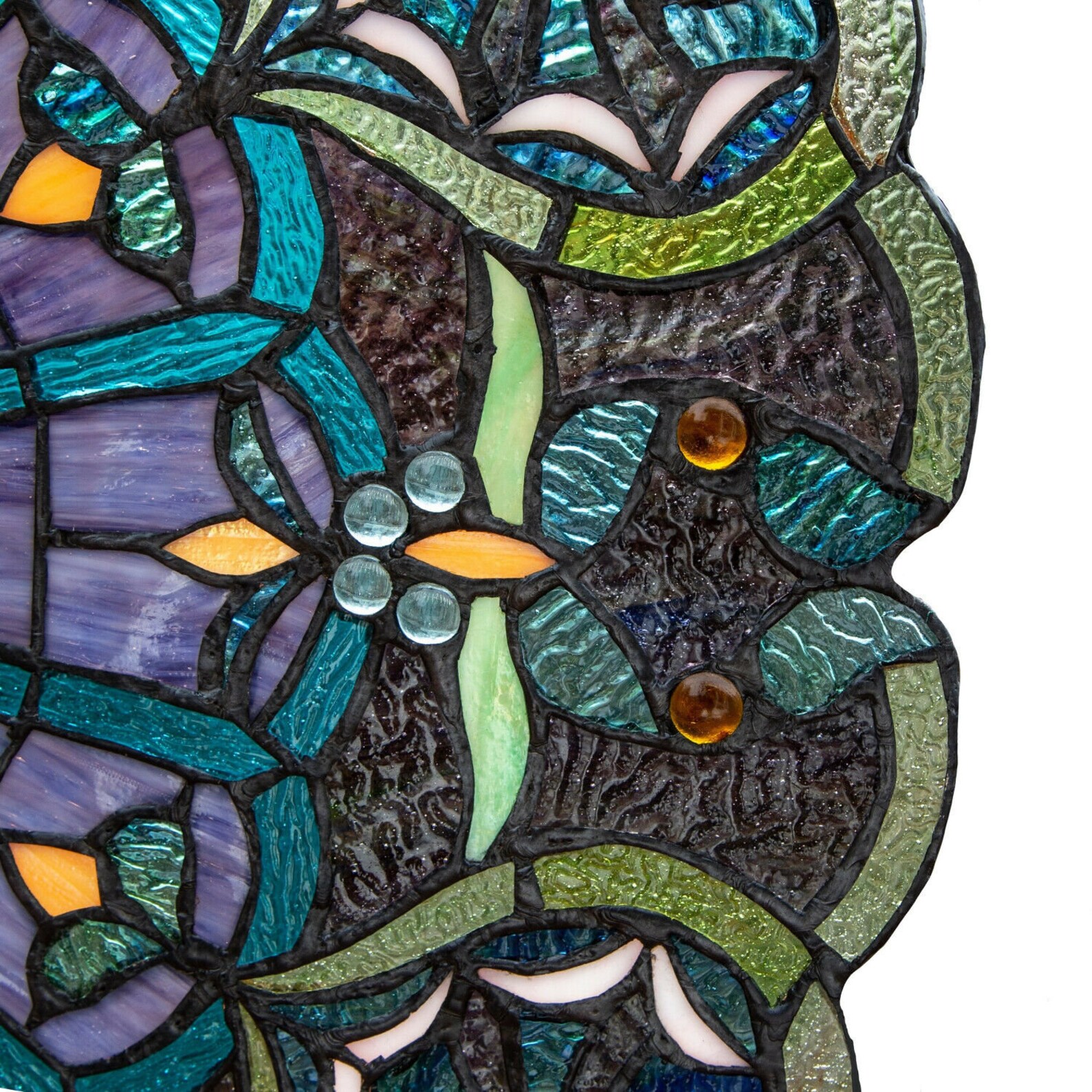 Window Panel Suncatcher Blue Stained Glass Tiffany Style 22in Etsy