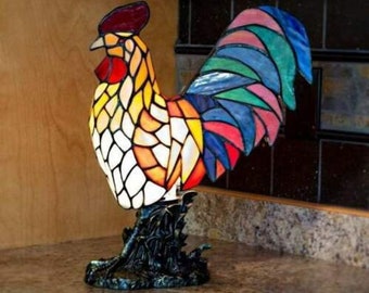 Rooster Stained Glass Accent Lamp Table Lamp 15.5in Tall