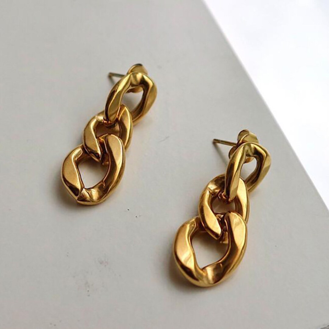 Gold Cuban Link Earrings statement Earrings gold Dangle Etsy