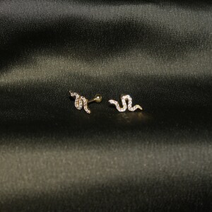 Snake Earrings Small Stud Earrings Earrings Gold Stud EarringsCute earringsTragus StudMinimalist Earringsgold earringsEarrings studs image 5