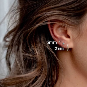 Tiny CZ studs - 2mm 3mm tiny studs ~ small stud earrings ~ tiny stud earrings ~ gold stud earrings